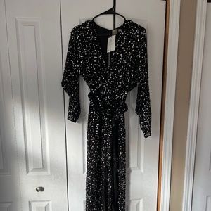 Black Sequin Midi Dress